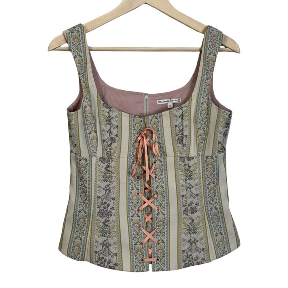 RARE Vintage Nanette Lepore Dusty Pink Tapestry Corset Top - Picture 2 of 15